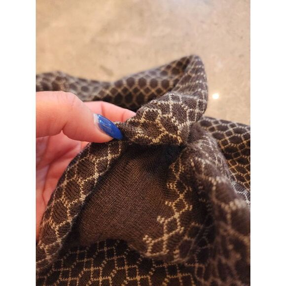 Talbot's brown geometric pattern roll neck pure merino wool sweater size large - Picture 9 of 9